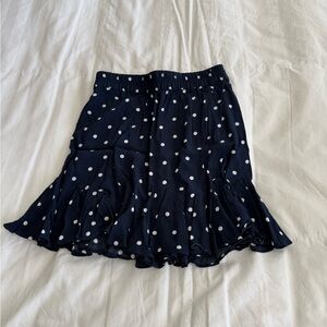 LOFT Navy and White Polka Dot Mini Skirt